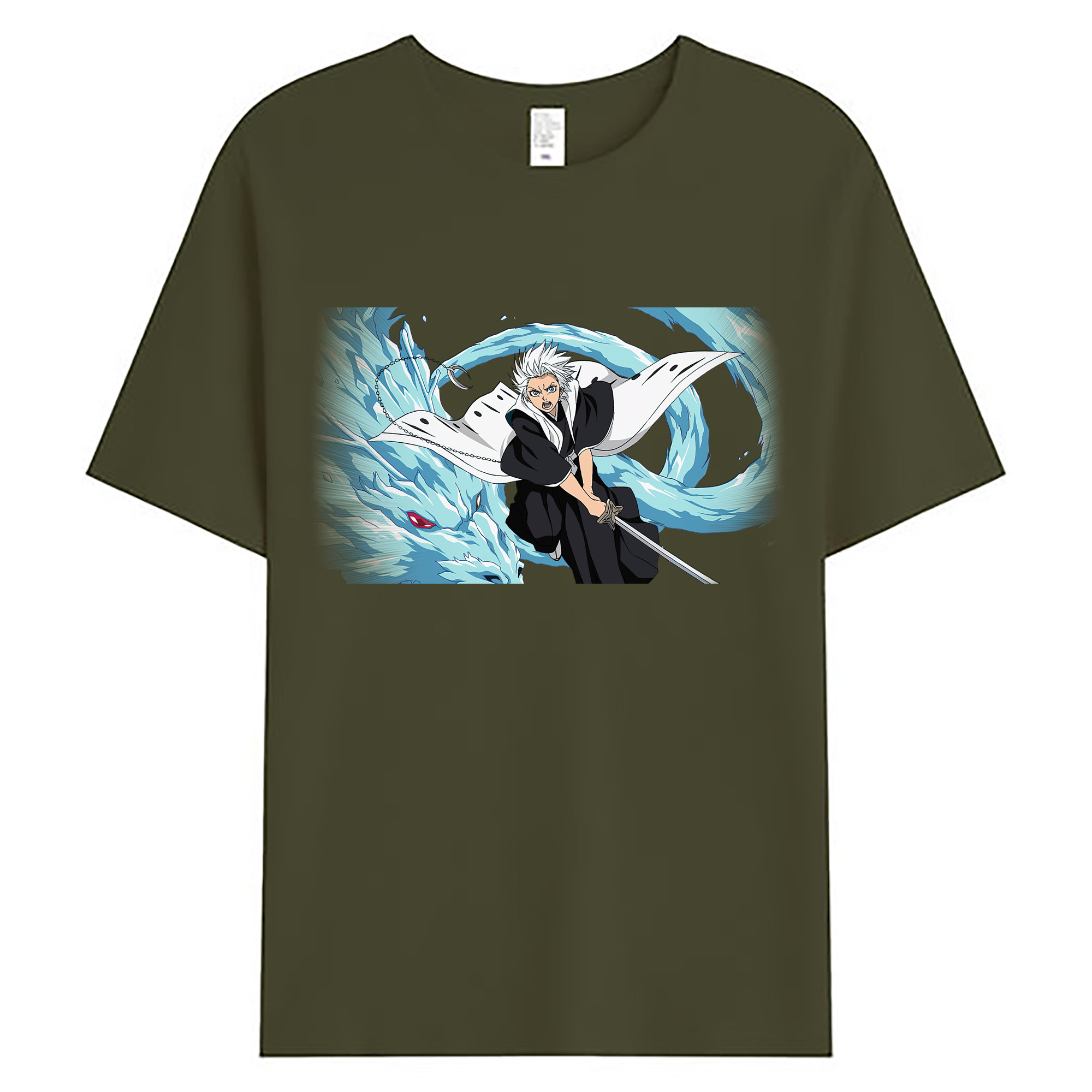 （画像用） ブリーチ 日番谷冬獅郎（ひつがや とうしろう） BLEACH Hitsugaya Toushirou 綿100％ メンズ半袖Tシャツ｜肌触りやわらか＆通気性